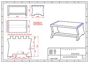 Fussbank mit
                                Zinkenverbindung Cad