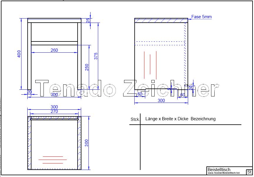 Beistelltisch Cad
                              Zeichnung