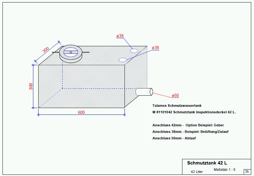 Schmutzwassertank 42
              Liter