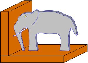 Buchsttze mit Elefant