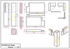 Tischfu mit Zarge Cad