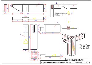 Zargenverbindung mit gestemmten Zapfen Cad